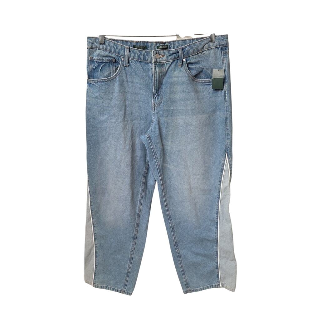 Wild Fable Mid Rise 90s Relaxed Straight Contrast Paneling Jeans Womens 14 NWT